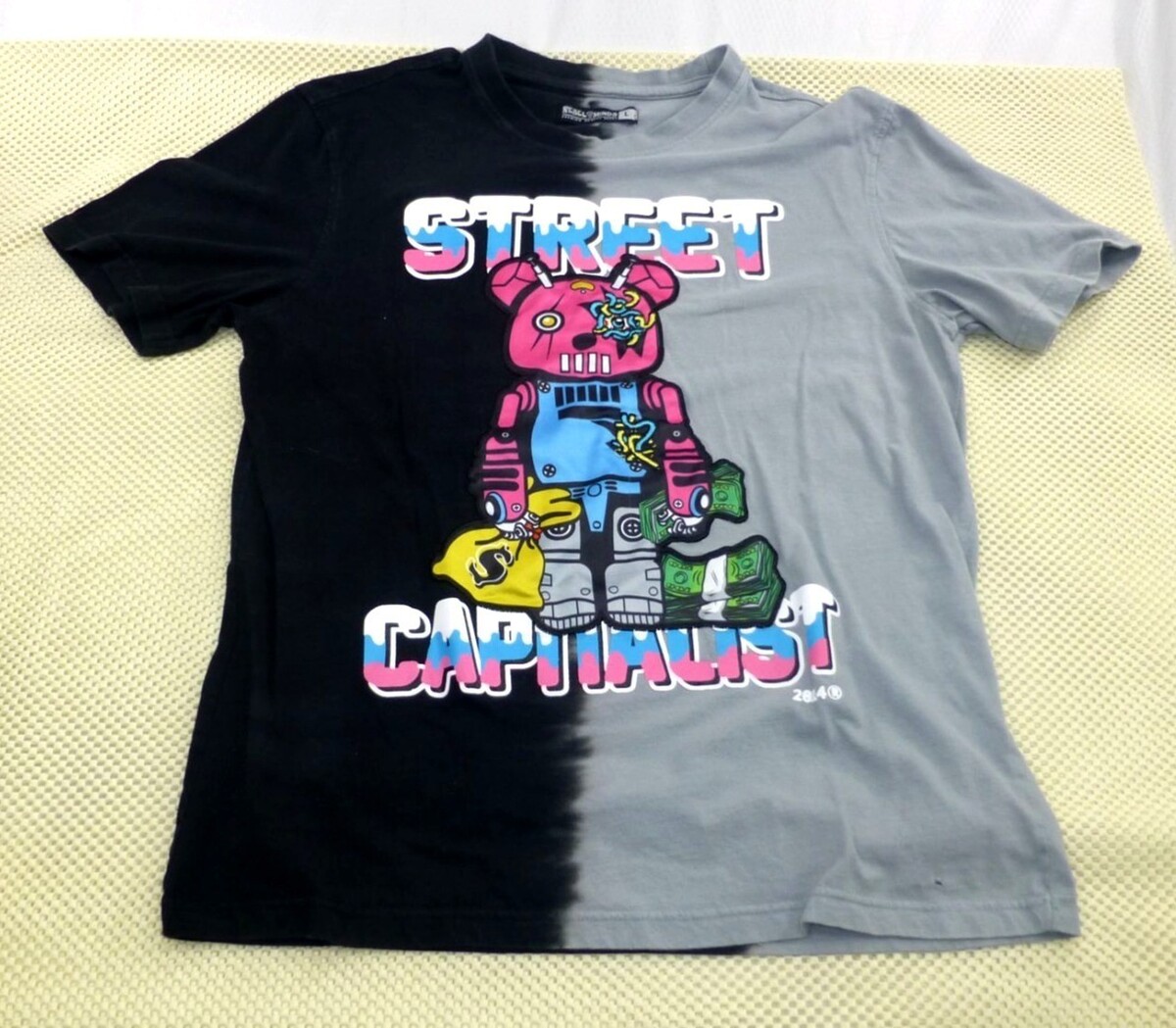 Rebel Minds Street Capitalist Graphic Tee L Split Fade Black &amp; Gray 100%... - $19.00