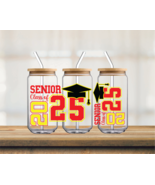 Senior Class of 2025 Red &amp; Yellow | UV DTF 16oz Glass Can - $5.47 CAD