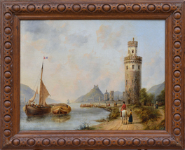 Oberwesel on Rhein Scenic Landscape 19th century British Master Oil Painting - £1,993.77 GBP