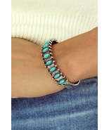 Green Boho Turquoise Gem Beaded Open Bracelet - $11.99