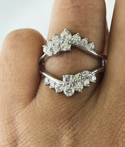 Womens Enhancer Wrap Engagement Ring Round Shape Diamonds 14K White Gold Plated - £98.86 GBP
