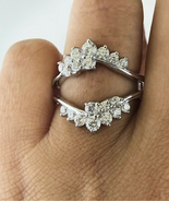 Womens Enhancer Wrap Engagement Ring Round Shape Diamonds 14K White Gold... - £100.22 GBP