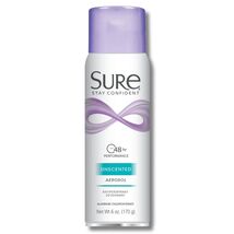 SURE Unscented Aerosol Spray Antiperspirant / Deodorant 6 oz. Last 48hr. - $9.69