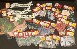 38 PKGS of Vintage Fibre Craft Wood Cut Outs: Flowers, Leaves, Baskets, Banners - £22.50 GBP