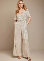 Kaleidoscope Champagne Sequin Combinaison UK 18 Grande Taille (fm66-49) - $74.40