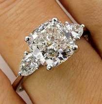 3.40ct Cushion White Diamond Classic Engagement Princess Ring 925 Strling Silver - £79.03 GBP