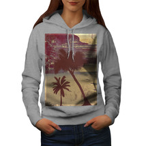 Wellcoda Summer Time Beach Womens Hoodie, Palm Trees Casual Hooded Sweatshirt - £28.65 GBP