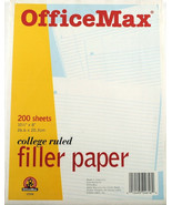 College Ruled Filler Paper 200 Sheets 10.5x8 3-Hole Punch OfficeMax - $4.95