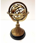 9&quot; Nautical Brass Armillary Engrave Sphere Decorative Globe Wooden Black... - £68.05 GBP