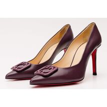 The Maneadero Dark Purple Leather Pump Fuchsia Sole Women Shoe image 2