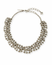 Nwt $690 Auth Oscar De La Renta Silver Mini Flower Necklace Made In Us - £156.49 GBP