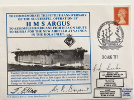 WWII HMS Argus 50th Anniversary Commemorative Signed Cover - £39.39 GBP