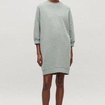 COS Women&#39;s Sweatshirt Dress Green Cotton Mini, 3/4 Sleeves, Pockets, Size XS - $44.54