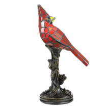 13.5 Small Bird Table Lamp Tiffany Style Red Cardinal Stained Glass Acce... - $74.13