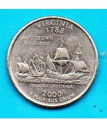 2000 P Virginia State Washington Quarter -  Near Uncirculated - Near Bri... - $1.25