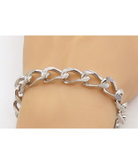 925 Sterling Silver - Vintage Shiny Etched Curb Link Chain Bracelet  - B... - €99,91 EUR