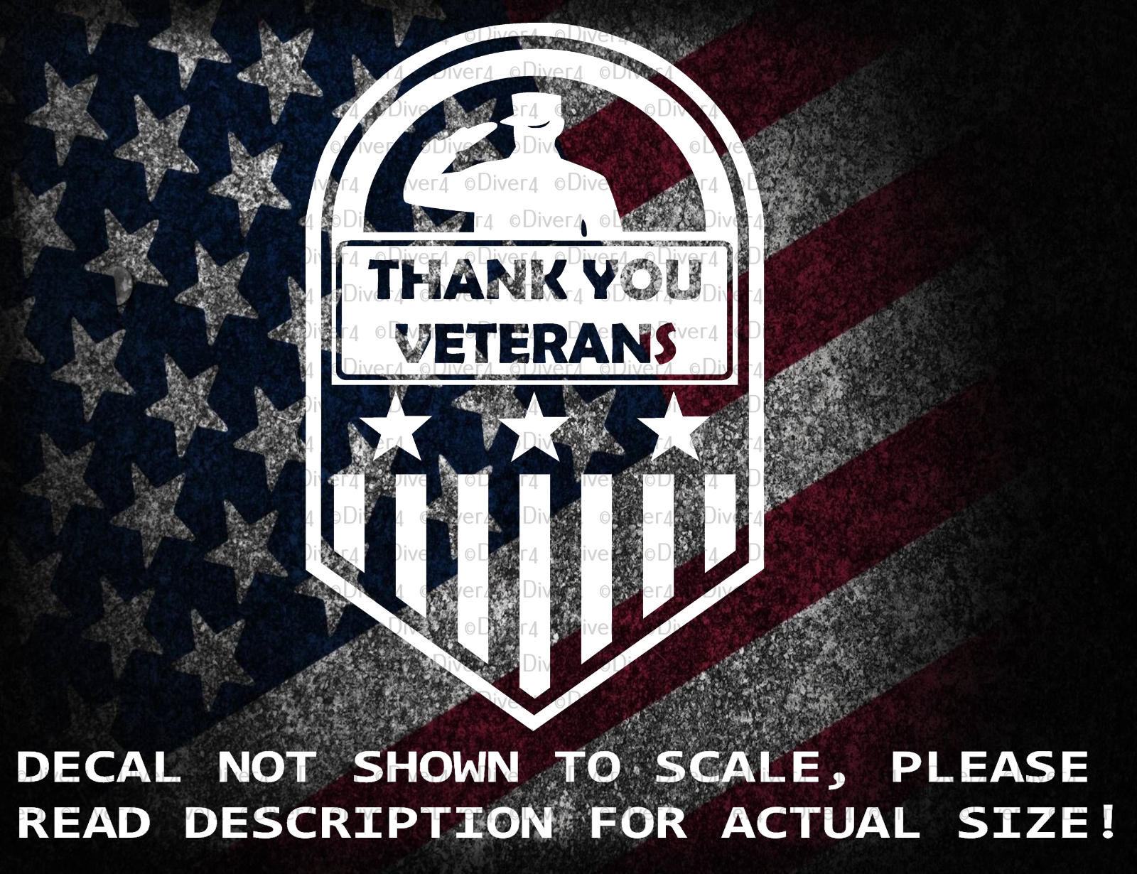 Thank You Veterans in a Shield Cut Vinyl Decal Sticker US Seller US Made - $6.23+