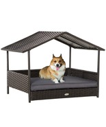 PawHut Wicker Dog House: Rattan Dog Bed, Gray - $238.79 CAD