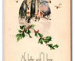 Merry Christmas Winter Landscape Holly Gibson Lines DB Postcard W21 - $2.92