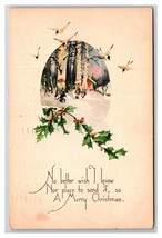 Merry Christmas Winter Landscape Holly Gibson Lines DB Postcard W21 - £2.33 GBP