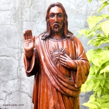 Lord Jesus Christianity Hand-carved Wooden Statue Decoration - Gospel Prayer Med - £294.99 GBP