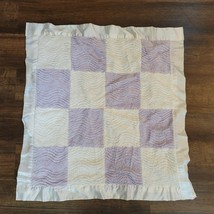 White Purple Shabby Chenille Patchwork Satin Handmade Security Blanket Lovey - £23.72 GBP
