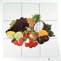 Tile Mural Fruit Basket Bounty 18&quot; x 18&quot; Made in Mexico Fruit Harvest Nice! - $53.46