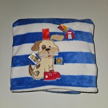 Taggies Blue White Striped Puppy Dog Fleece Baby Blanket Lovey 30x40 - £39.77 GBP