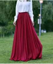 Wine Red Chiffon Maxi Skirt Women Custom Plus Size Chiffon Maxi Skirt image 2
