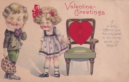 Valentine&#39;s Greetings Young Boy and Girl Postcard E19 - $5.99