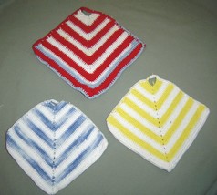 Vintage Hand Made Pot Holders Hot Pads Multi-Color Set of  3 - $12.99