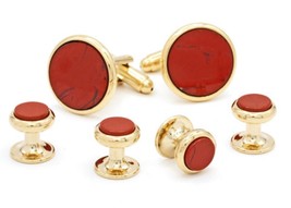 Red Jasper Formal Studs and Cufflinks Set - $118.80