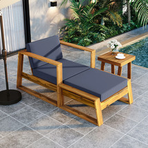 Acacia Wood Outdoor Lounge Chair &amp; Ottoman Set - All-Weather Patio - $7,349.91 MXN