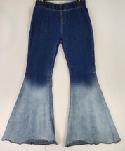 Lucky &amp; Blessed Jeans Womens Large Blue Two Tone Denim Retro Hippie Flar... - £39.69 GBP