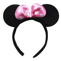 Disney Minnie Mouse Ears Black Velvet with Pink Polka Dot Puffy Bow Party Favors - £2.36 GBP