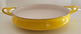 Vintage 1960s MCM Dansk Designs France Yellow Enamel Paella 13 1/2&quot; Pan - $48.51