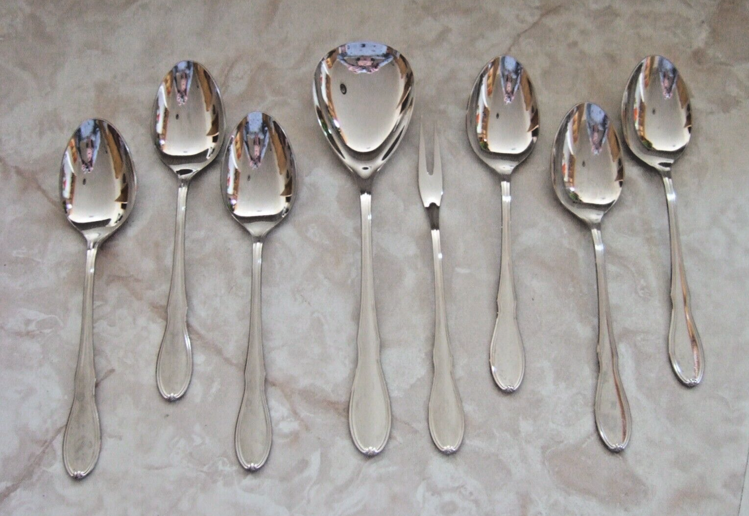 Primary image for LOT OF 8 SERVING PIECES WMF CROMARGAN GERMANY LUXEMBURG PATTERN STAINLESS