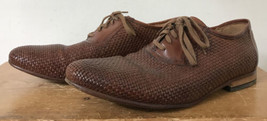 Clarks Woven Brown Leather Soles Mens Dress Shoes Oxfords 9.5 M 42.5 - $39.99
