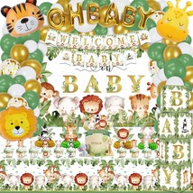 Jungle Safari Baby Shower Decorations, 154 Pcs Jungle Animal Party Supplies Deco - £48.54 GBP