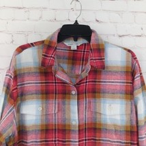 Old Navy Boyfriend Shirt Womens Large Plaid Long Sleeve Button Up Cotton Flannel - £12.85 GBP