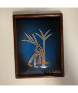Worker Cutting Tree Mixed Metal Collage Folk Art Framed by Jose Ganno 8.... - $53.72 CAD