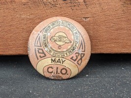 1938 May UAW CIO Button ~ Auto Workers Union Pin back Lapel ~ Bastian Bros - £7.82 GBP