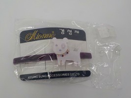 MIONNE BARRETTE KYUNG SUNG ACCESSORIES GIRLS HAIR WHITE DOG W/ RHINESTON... - £7.95 GBP