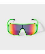 All In Motion Men&#39;s Rubberized Plastic Shield Sunglasses Green Mirrored UV - $200.48 MXN