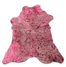 Small Pink Metallic cowhide rug Approx Size:37X30&quot; Pink calf hide acid washed - £77.97 GBP