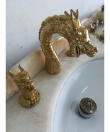 Gold 3 Holes 8&quot; widespread washbasin dragon lav basin sink Faucet tap lu... - $1,236.51