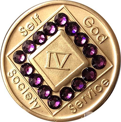 4 Year NA Medallion Bronze Purple Swarovski Crystal Chip IV