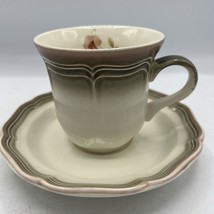 Mikasa Country Estate AUTUMN VALE Flat Cup Suacer Japan Vintage Pink Grey 3.5&quot; - £6.23 GBP