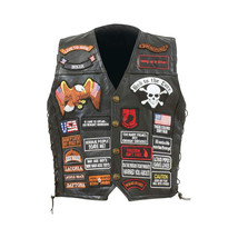 Genuine Buffalo Leather Biker Vest with 42 Patches - £45.48 GBP