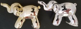 Ceramic Mirror Finish Elephant Figurines 2.8”H x 4.5”L, Select: Gold or Silver - £2.80 GBP